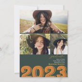 Invitation Classe Bold de 2023 script vert photos graduation (Dos)