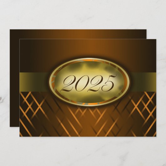 Invitation Classe Brown et Gold de 2025 Party (Devant / Derrière)