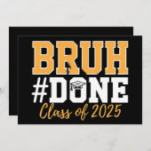 Invitation Classe Bruh Terminée De 2025 Diplômé (Devant / Derrière)