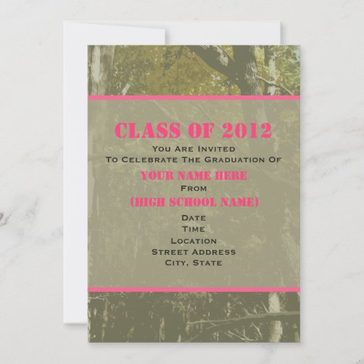 Invitation Classe Camo & Pink De L'Invitation De Diplôme 2012 (Devant)