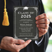 Invitation Classe Chalkboard de 2025 Grad Casquette Grad Grad