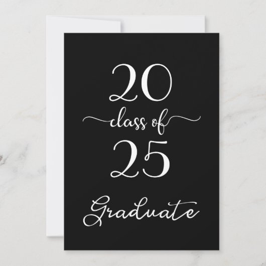 Invitation Classe Chic De 2025 Black White Graduation Party (Devant)