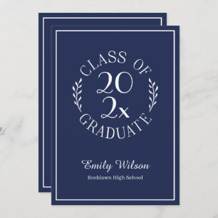 Invitation Classe Chic De 2025 Navy Blue Graduation Party
