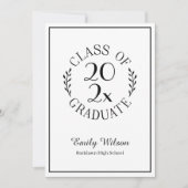 Invitation Classe Chic De Black White Emblem Graduation Party (Devant)