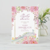 Invitation Classé Chic Floral Baby shower à cadre doré (Debout devant)