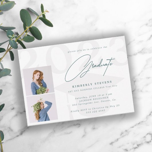 Invitation Classe d'année élégante 2 photos fête de remise de