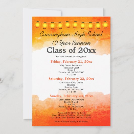 Invitation Classe d'aquarelle orange Modèle de réunion (Devant)