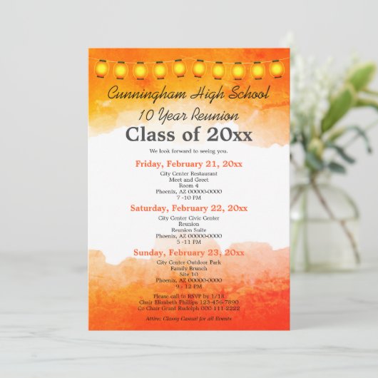 Invitation Classe d'aquarelle orange Modèle de réunion (Debout devant)