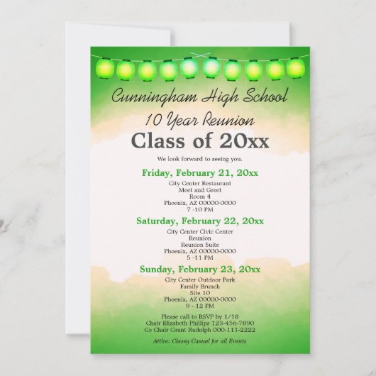 Invitation Classe d'aquarelle verte Réunion Modèle (Devant)