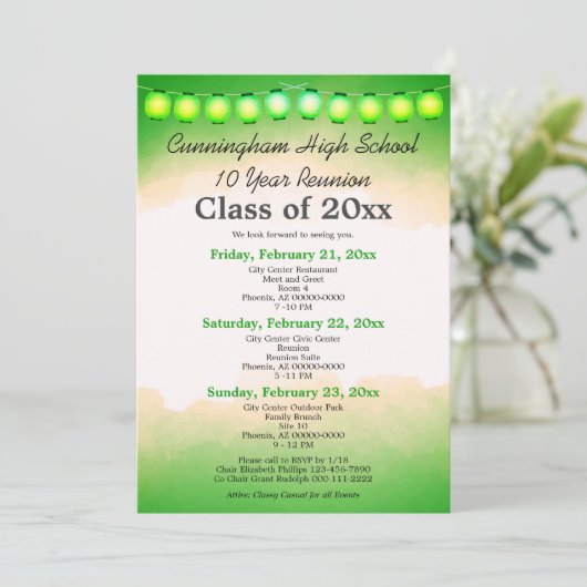 Invitation Classe d'aquarelle verte Réunion Modèle (Debout devant)