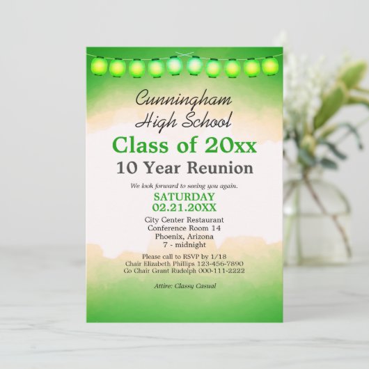 Invitation Classe d'aquarelle verte Réunion Modèle (Debout devant)