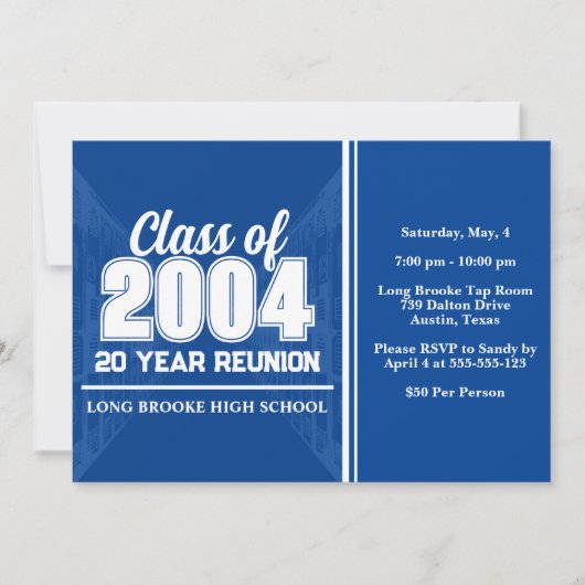 Invitation Classe de 2004 20 année Lycée Réunions Lockers (Devant)