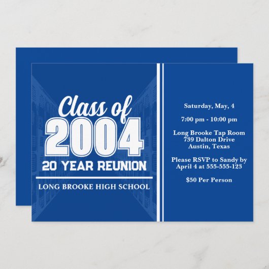Invitation Classe de 2004 20 année Lycée Réunions Lockers (Devant / Derrière)