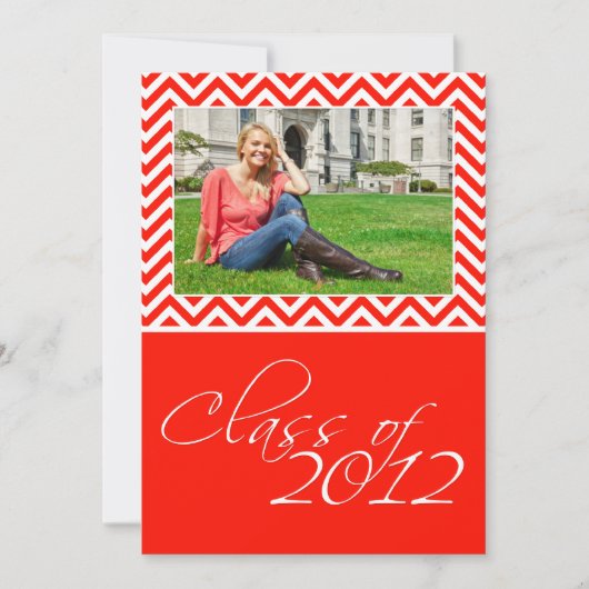 Invitation Classe de 2012 Red Chevron SCROLL DOWN pour 2013 (Devant)
