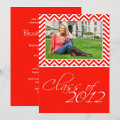 Invitation Classe de 2012 Red Chevron SCROLL DOWN pour 2013 (Devant / Derrière)