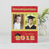 Invitation Classe de 2012 rouges et d'obtention du diplôme de (Debout devant)