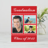 Invitation Classe de 2013 Blancs rouges tripés photo (Debout devant)