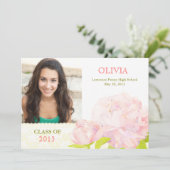 Invitation Classe de 2013 Pink Peony Girl Photo Graduation (Debout devant)