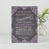 Invitation Classe de 2015 chalkboard lavender graduation (Debout devant)