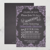 Invitation Classe de 2015 chalkboard lavender graduation (Devant / Derrière)