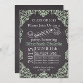 Invitation Classe de 2015 chalkboard ment green graduation (Devant / Derrière)