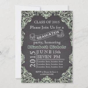 Invitation Classe de 2015 chalkboard ment green graduation