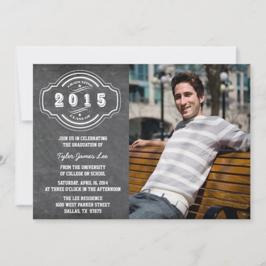 Invitation Classe de 2015 tableau noir fête de graduation pho (Devant)