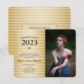 Invitation Classe de 2016, Gold Stripes Photo Graduation (Devant / Derrière)