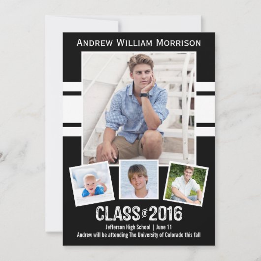 Invitation Classe de 2016 Photo Collage Sport Graduation Part (Devant)