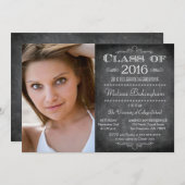Invitation Classe de 2016 tableau noir fête de graduation pho (Devant / Derrière)
