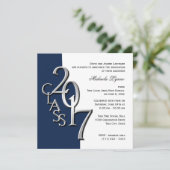 Invitation Classe de 2017 Photo Graduation Blue Silver (Debout devant)