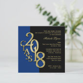 Invitation Classe de 2018 Grad Midnight Bleu et Or (Debout devant)