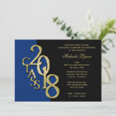 Invitation Classe de 2018 Grad Midnight Bleu et Or (Debout devant)