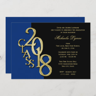 Invitation Classe de 2018 Grad Midnight Bleu et Or