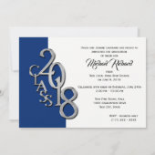 Invitation Classe de 2018 Photo Graduation Blue Silver (Dos)