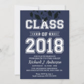 Invitation Classe de 2018 Silver and Blue Grad Party (Devant)