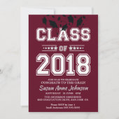Invitation Classe de 2018 Silver and Burgundy Grad Party (Devant)