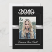 Invitation Classe de 2019 Black & Silver Graduation Party (Devant)