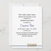 Invitation Classe de 2019 Blue & Gold Graduation Party (Dos)