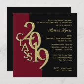 Invitation Classe de 2019 Couleur Choice Graduation en Or (Devant / Derrière)