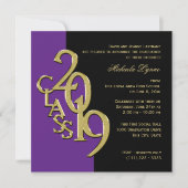 Invitation Classe de 2019 Elegant Gold et Purple (Devant)
