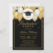 Invitation Classe de 2019 Elégant Moderne Black Gold Graduati (Devant)