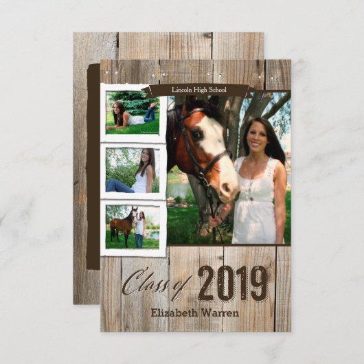 Invitation Classe de 2019 Graduation Rustic Photo (Devant / Derrière)