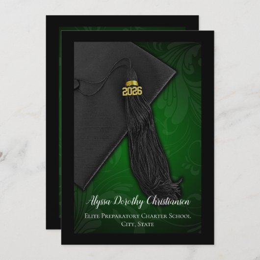 Invitation Classe de 2019 Green Tassel College (Devant / Derrière)