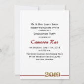 Invitation Classe de 2019 Maroon & Gold Graduation Party (Dos)