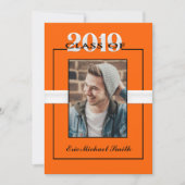 Invitation Classe de 2019 Orange & Black Graduation Party (Devant)