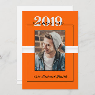 Invitation Classe de 2019 Orange & Black Graduation Party
