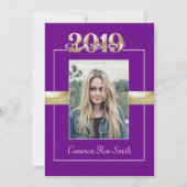 Invitation Classe de 2019 Purple & Gold Graduation Party (Devant)