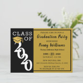 Invitation Classe De 2020 Black Gold Modern Graduation Party (Debout devant)