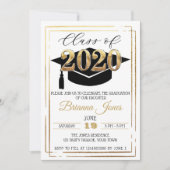 Invitation Classe de 2020 Noirs et médailles d'or (Devant)